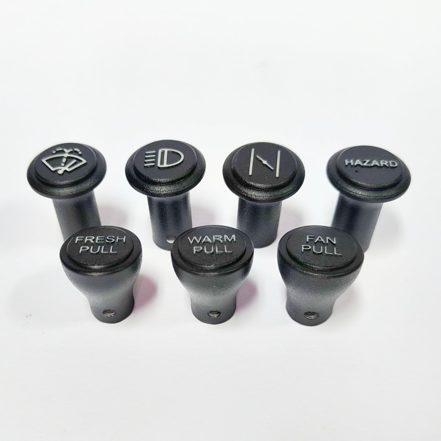 40-Series Toyota Land Cruiser, Control knob Lights, Hazard, Wipe Wash, Fan Pull, Warm Pull, Fresh Pull (7-pcs)